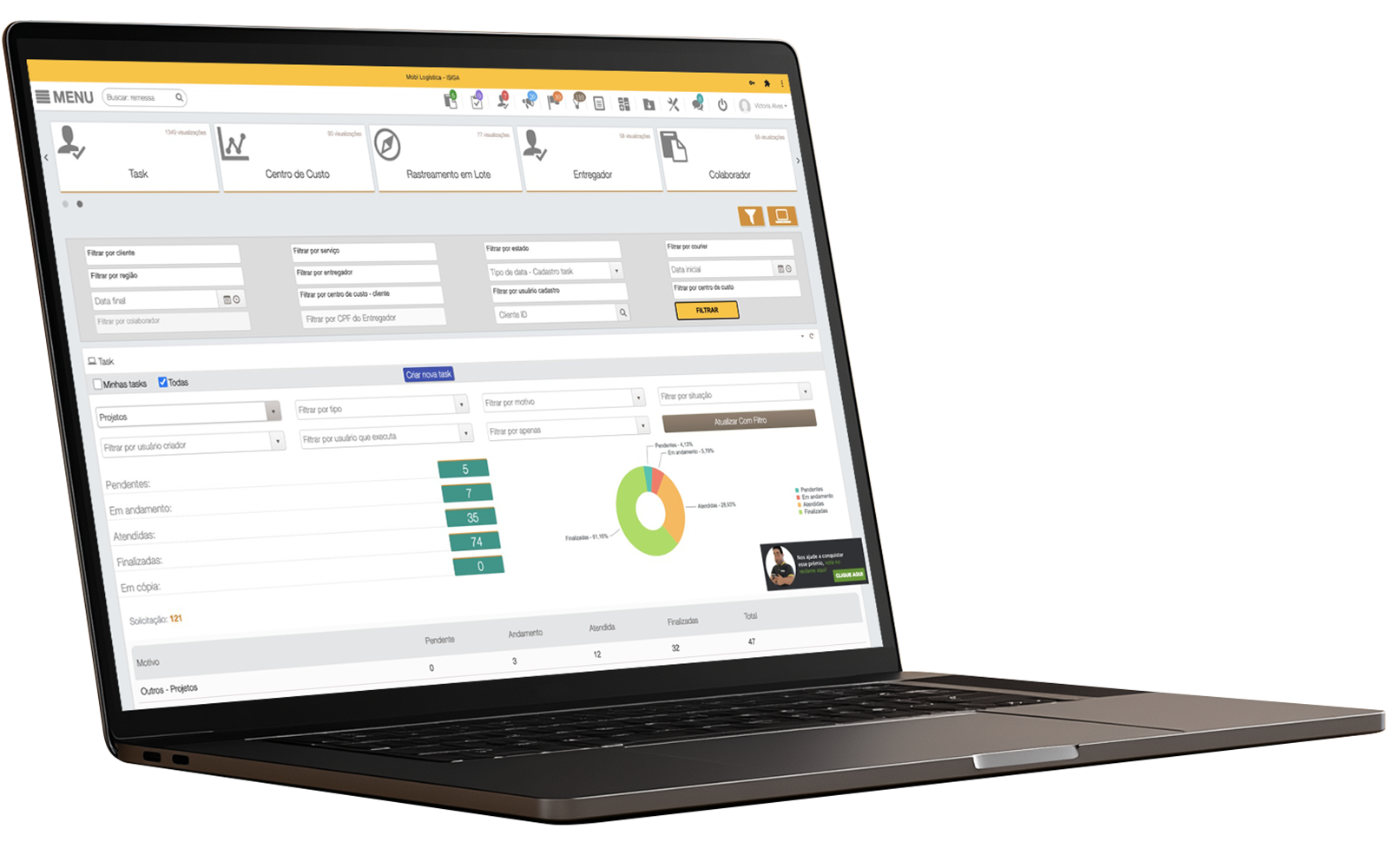 Plataforma iSiga rodando em um notebook